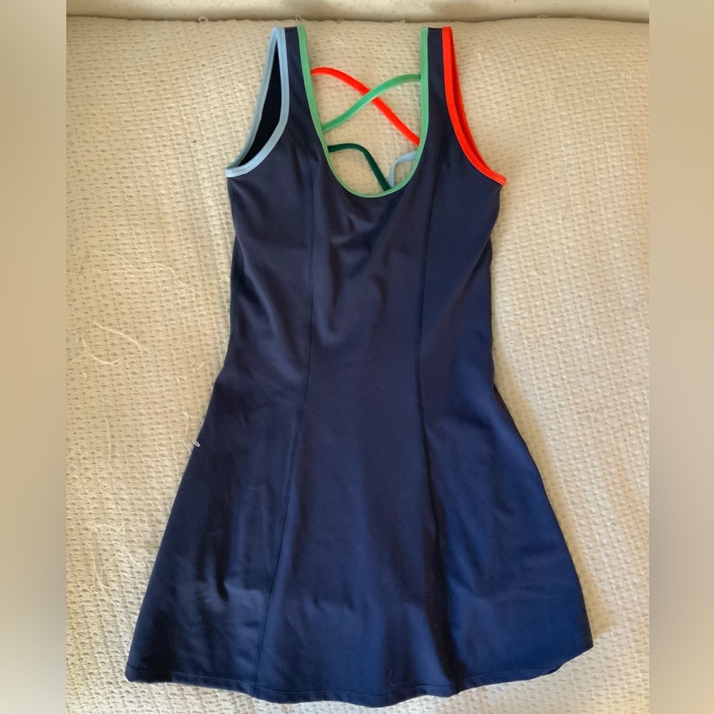 Beach Riot Amaris Colorpop Active Skirt Romper Tennis Workout Dress Small Navy